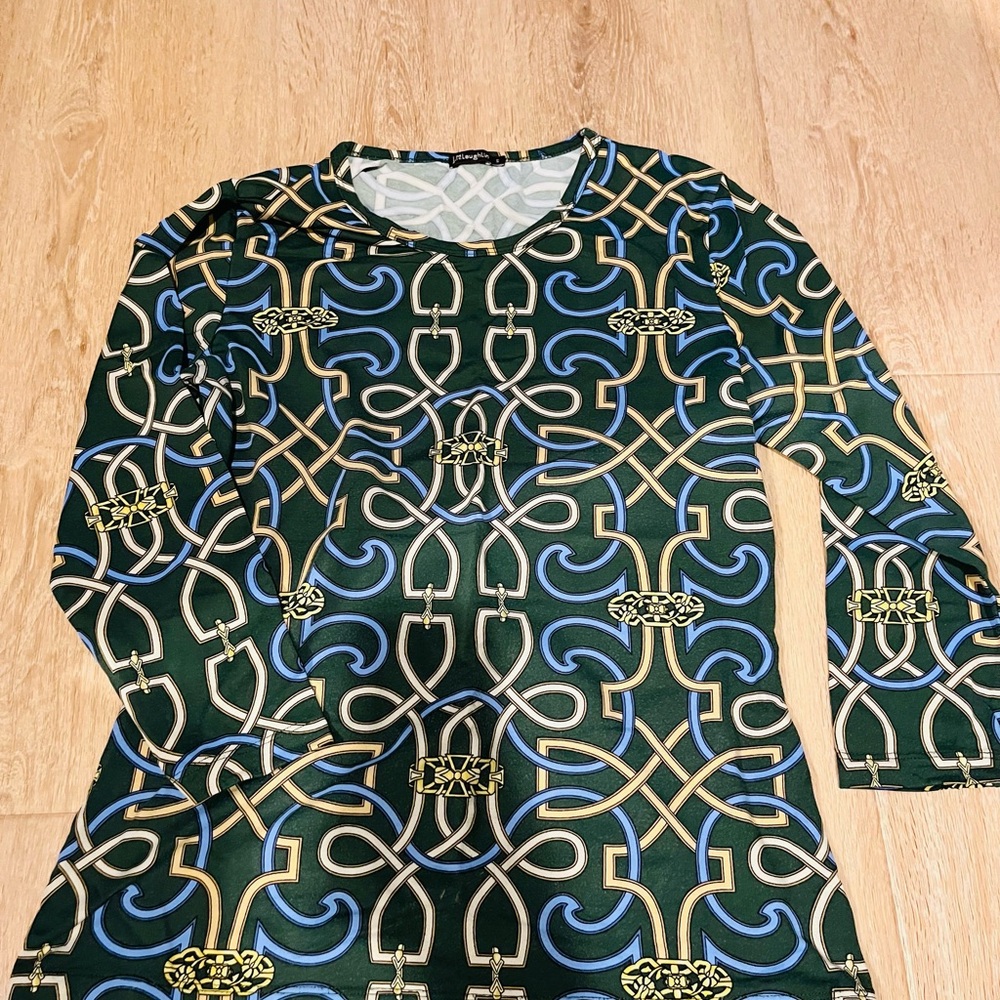 J. McLaughlin Green and Blue Long Sleeve Top